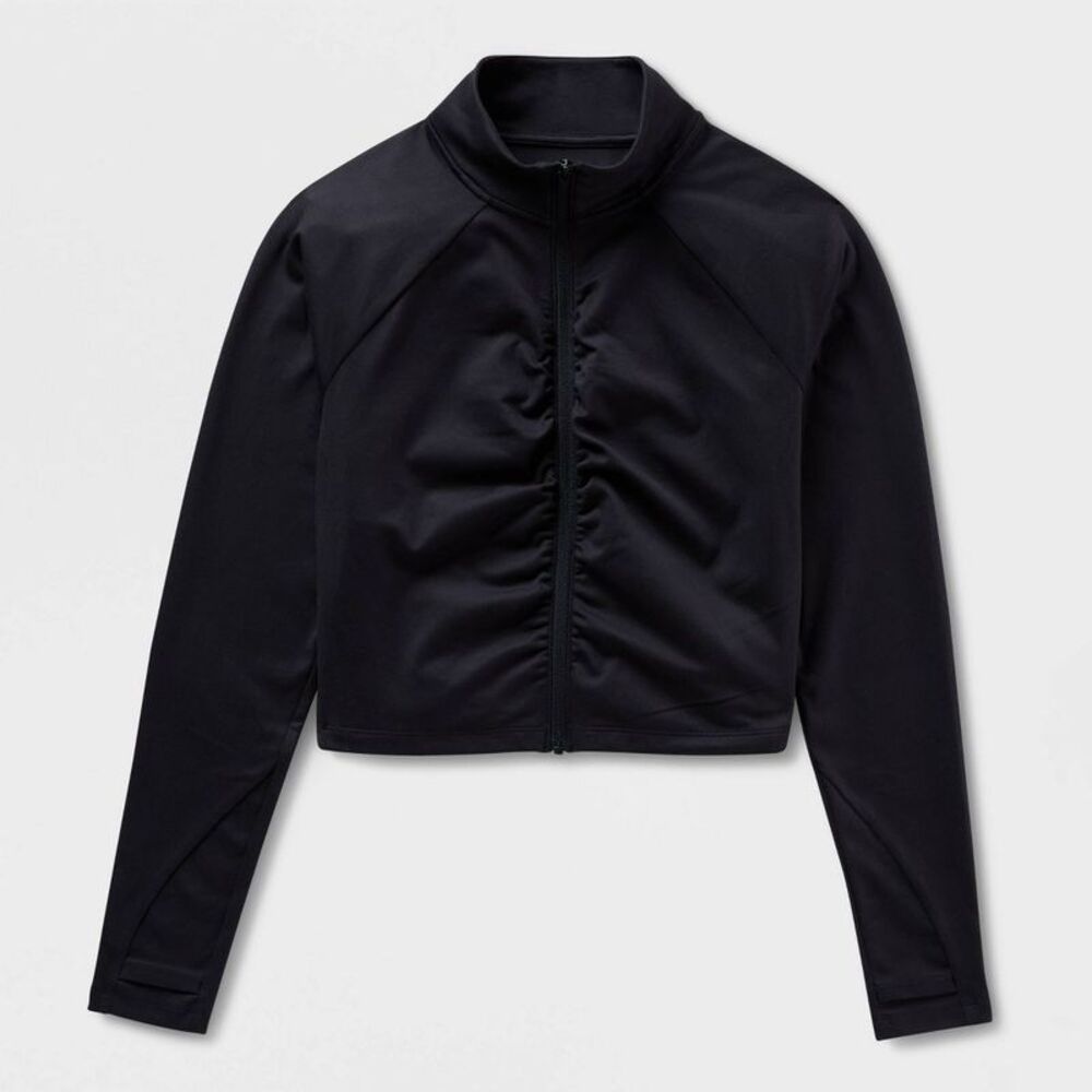 Women's Ruched Knit Full-Zip Jacket - All In Motion Black M